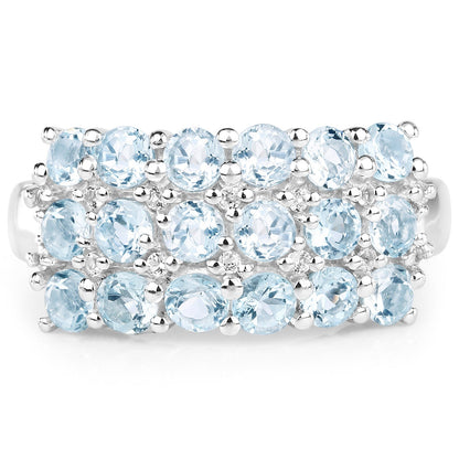 2.29 Carat Genuine Blue Topaz & White Topaz .925 Sterling Silver Ring Bids.com