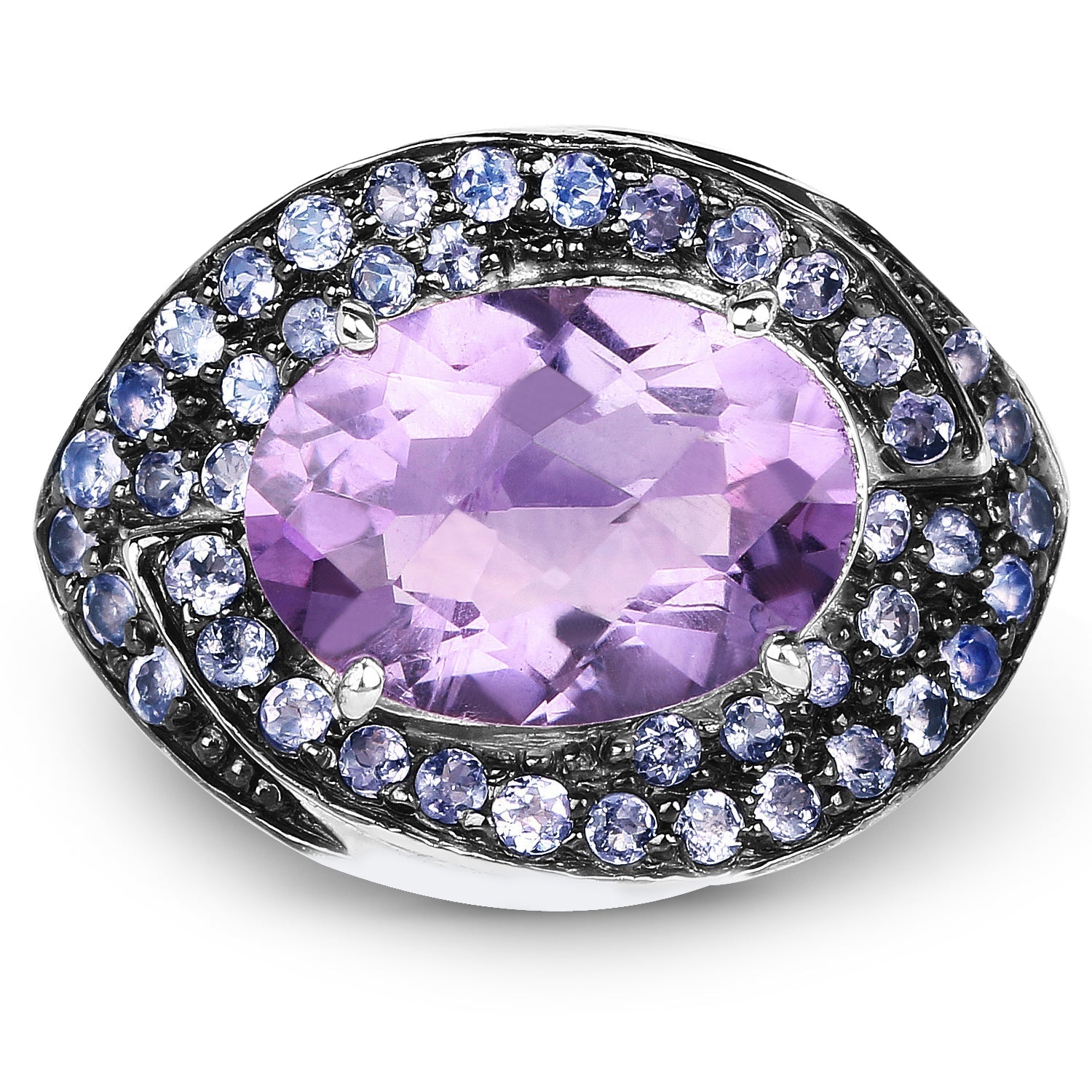 5.95 Carat Genuine Amethyst and Tanzanite .925 Sterling Silver Ring Bids.com