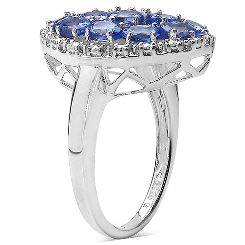 2.29 Carat Genuine Tanzanite & White Topaz .925 Sterling Silver Ring Bids.com
