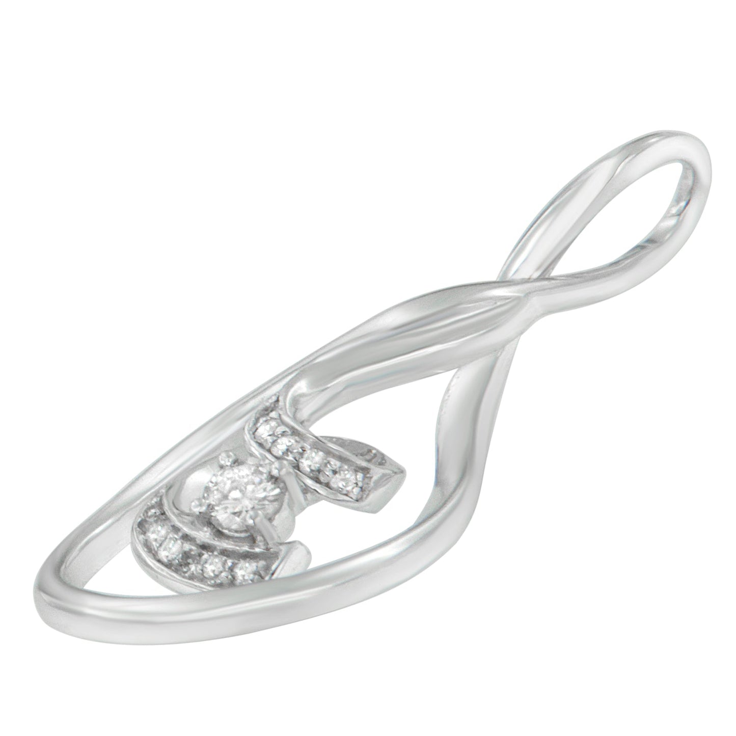 Espira 10K White Gold 1/8 cttw Round Cut Diamond Layered Spiral Pendant Necklace (I-J, I1-I2) Bids.com