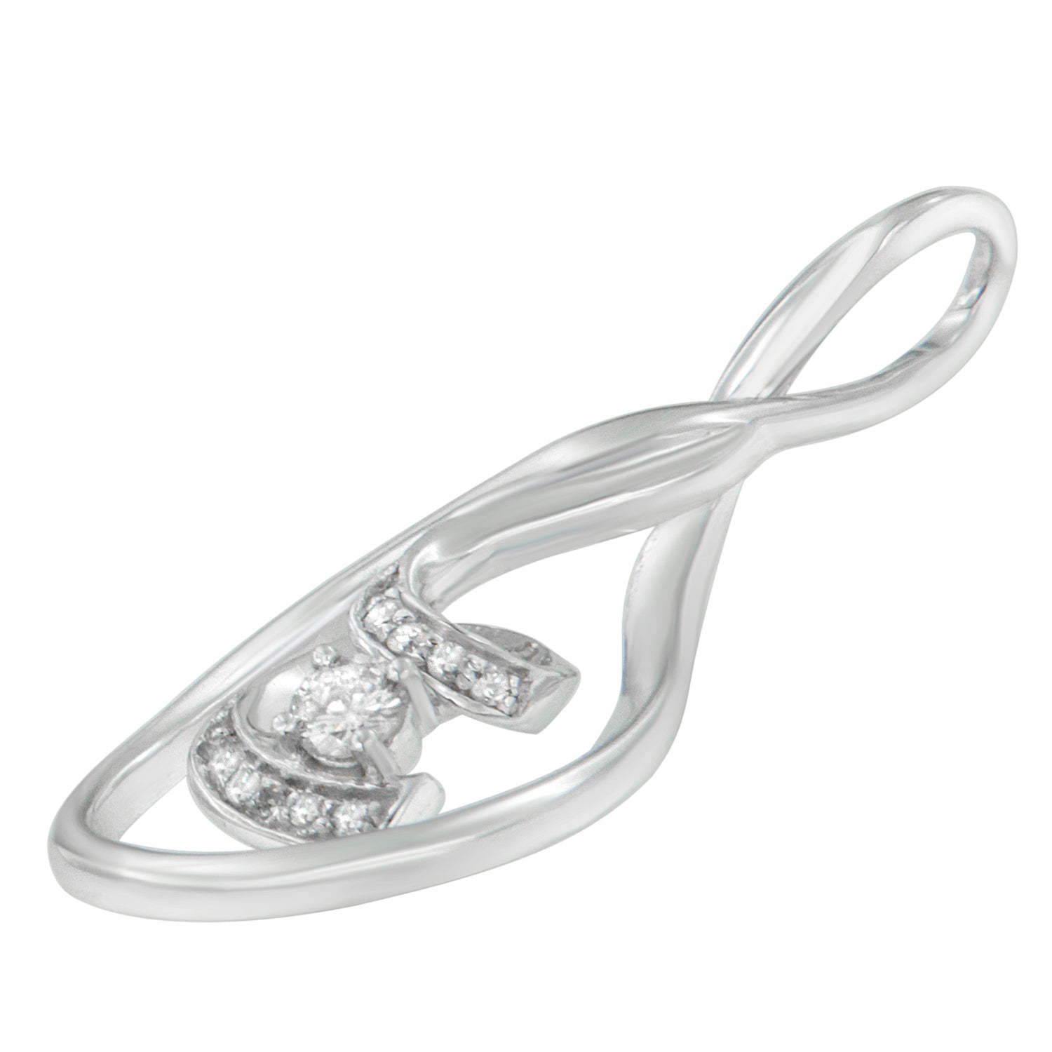 Espira 10K White Gold 1/8 cttw Round Cut Diamond Layered Spiral Pendant Necklace (I-J, I1-I2) Bids.com