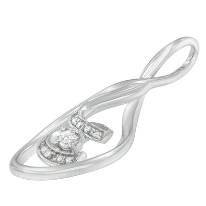 Espira 10K White Gold 1/8 cttw Round Cut Diamond Layered Spiral Pendant Necklace (I-J, I1-I2) Bids.com