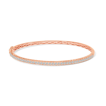 14K Rose Gold 1.00 Cttw Half Eternity Diamond Bangle Bracelet (G-H Color, SI2-I1 Clarity) - 7" Inches Bids.com