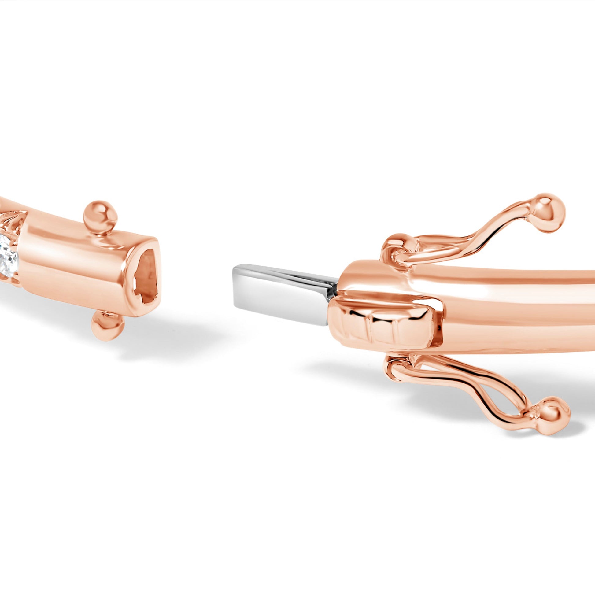 14K Rose Gold 1.00 Cttw Half Eternity Diamond Bangle Bracelet (G-H Color, SI2-I1 Clarity) - 7" Inches Bids.com