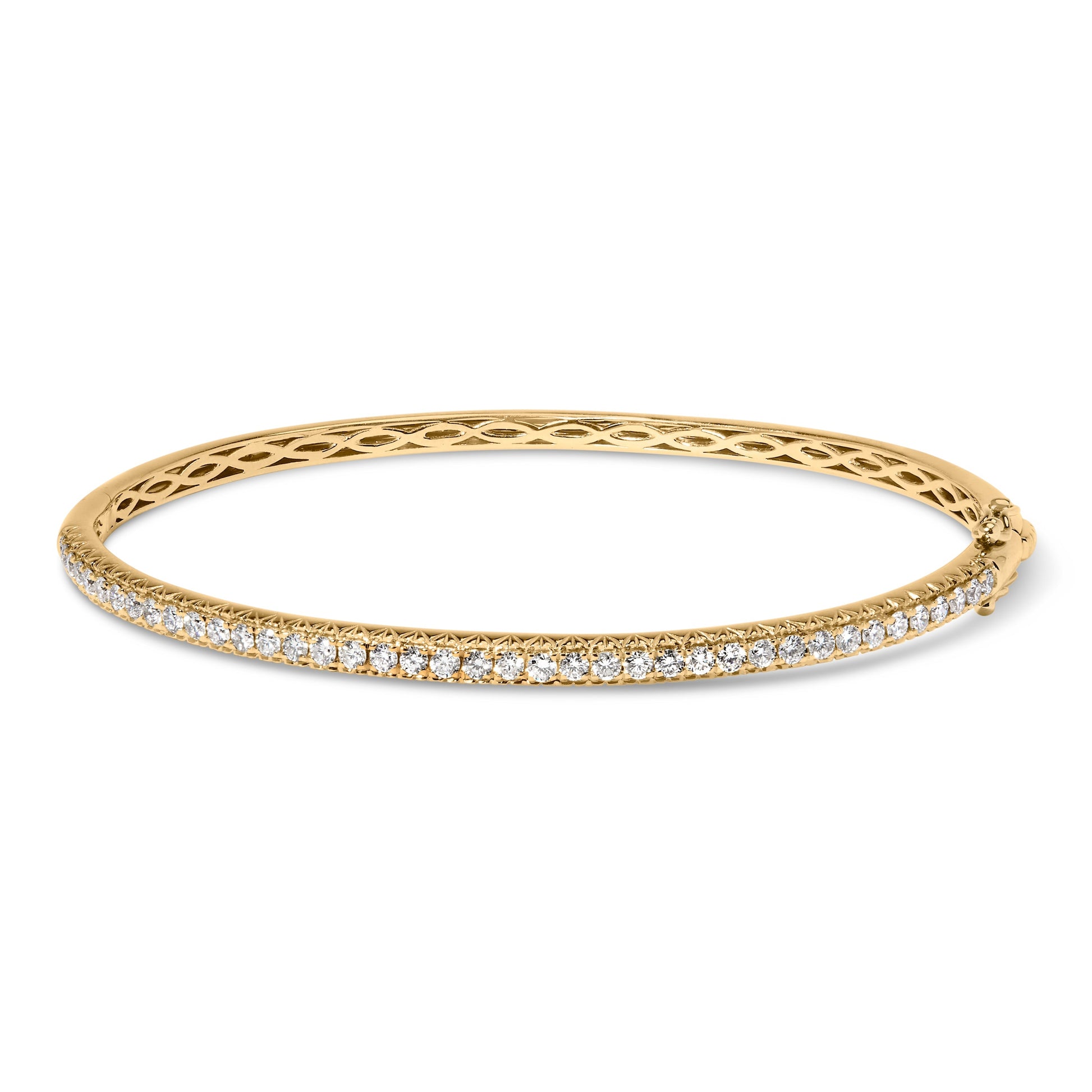14K Rose Gold 1.00 Cttw Half Eternity Diamond Bangle Bracelet (G-H Color, SI2-I1 Clarity) - 7" Inches Bids.com