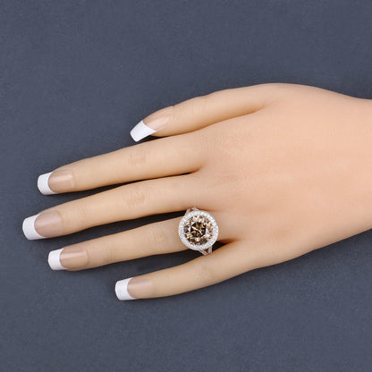 IGI Certified 7.07 Carat Genuine Brown Diamond Center and 0.64cttw White Diamond 18K Yellow Gold Ring (7.71cttw) Bids.com