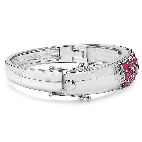 6.65 Carat Genuine Ruby and White Topaz .925 Sterling Silver Bracelet Bids.com