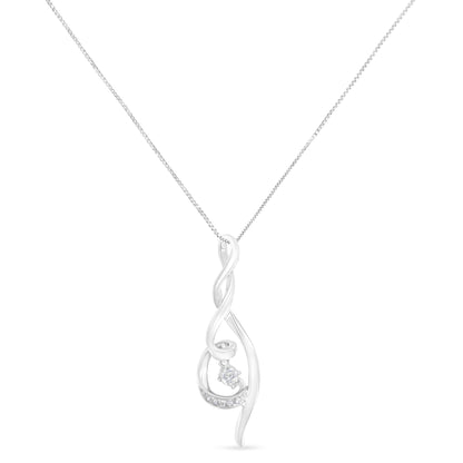 Espira 10K White Gold 1/10 cttw Diamond Swirl Pendant Necklace (I-J, I1-I2) Bids.com