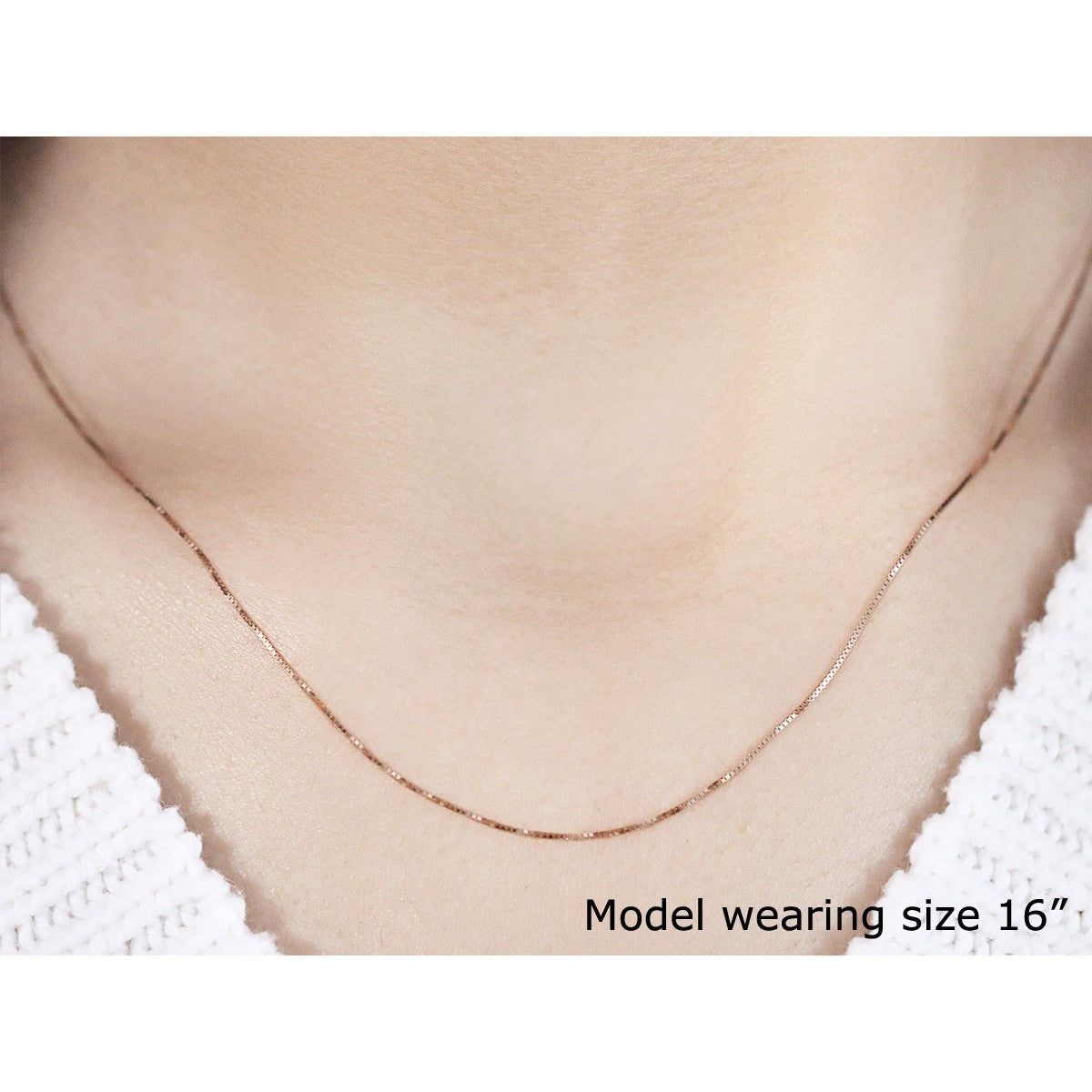 14k Rose Gold Classic Box Chain 0.4mm Bids.com