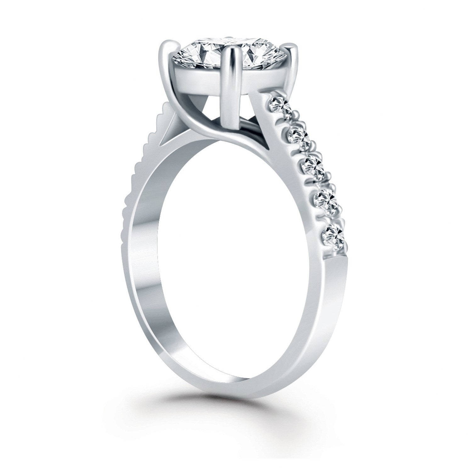 14k White Gold Trellis Diamond Engagement Ring Bids.com