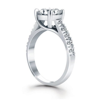 14k White Gold Trellis Diamond Engagement Ring Bids.com