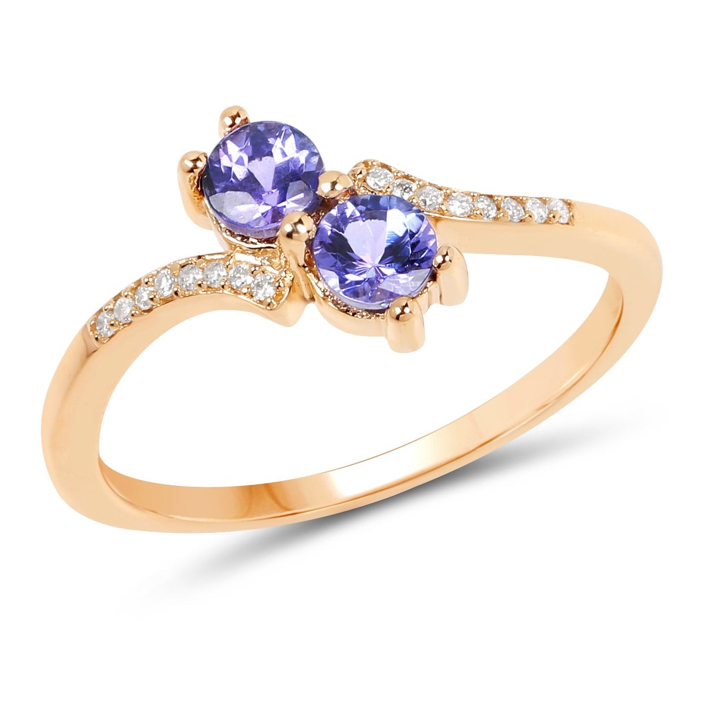 0.51 Carat Genuine Tanzanite and White Diamond 14K Yellow Gold Ring Bids.com