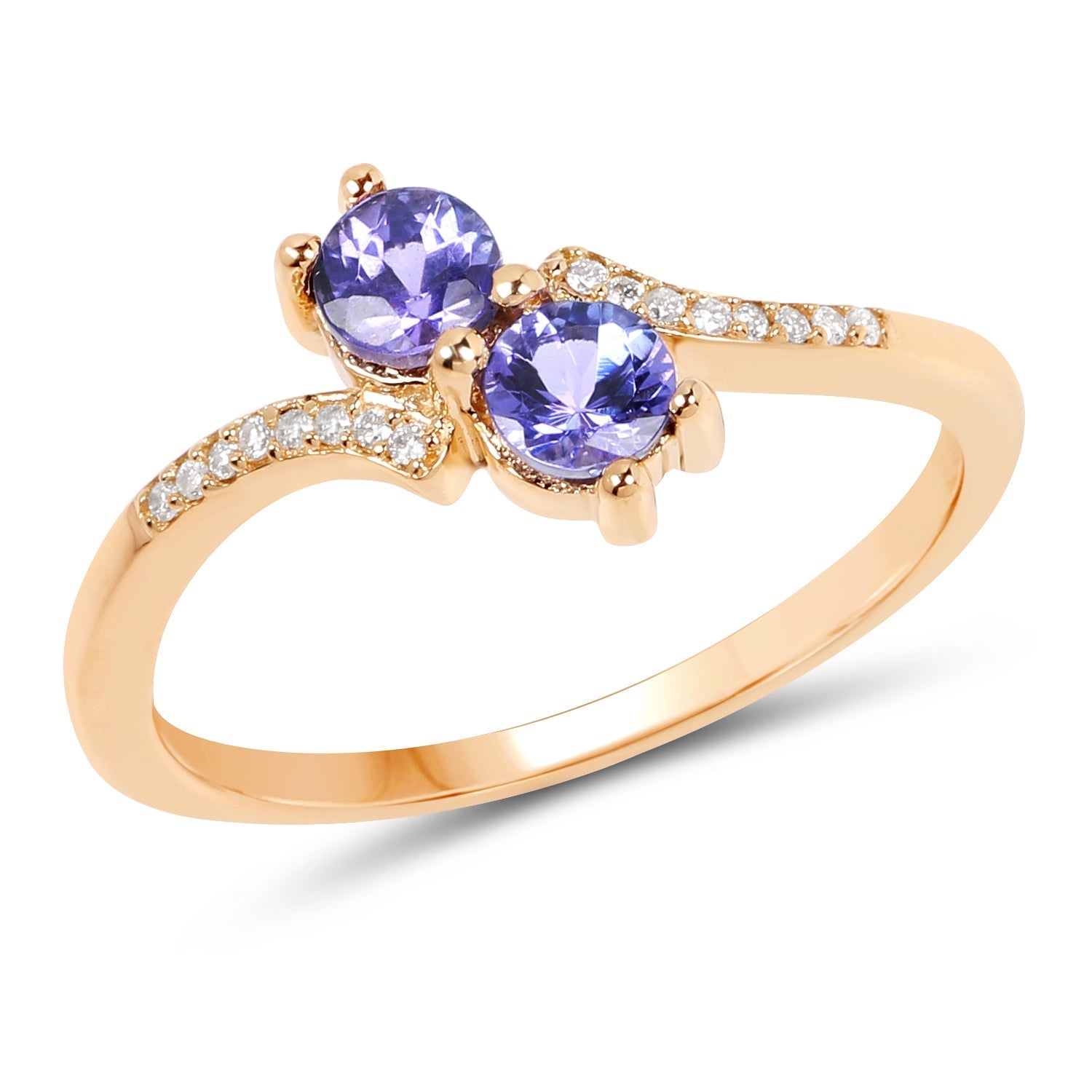 0.51 Carat Genuine Tanzanite and White Diamond 14K Yellow Gold Ring Bids.com