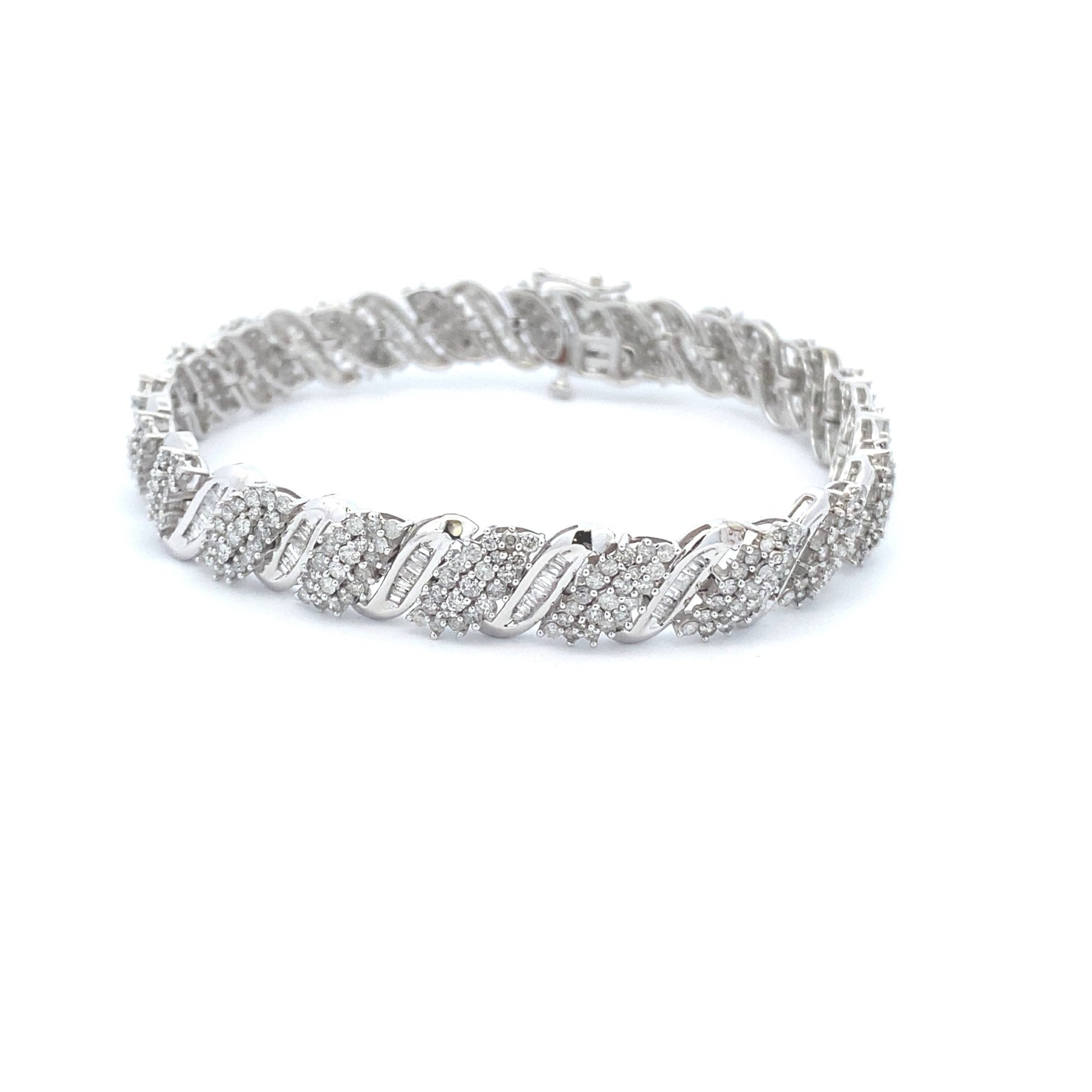 Genuine 5.00ct Diamond Tennis Bracelet 10KT White Gold Bids.com