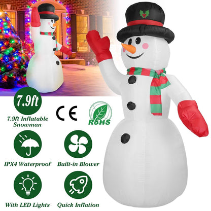 7.9ft Christmas Inflatable Giant Snowman Blow Up with LED Lights Hat Scarf DailySale