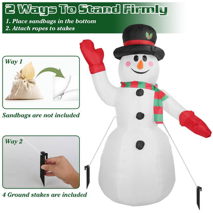 7.9ft Christmas Inflatable Giant Snowman Blow Up with LED Lights Hat Scarf DailySale