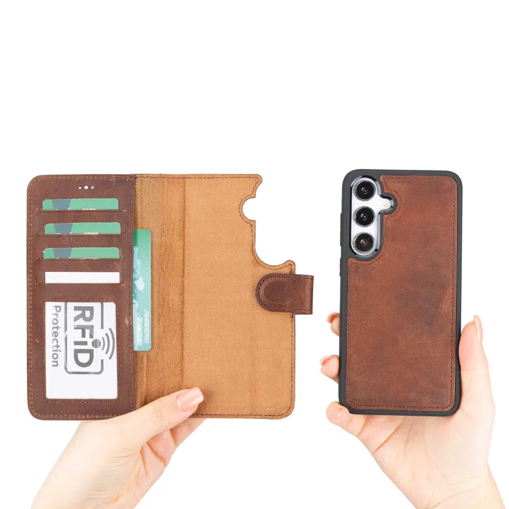 Samsung Galaxy S25 Plus Leather Wallet Case Detachable RFID – Magic Mizuri Leather