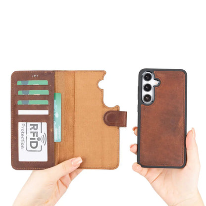 Samsung Galaxy S25 Leather Wallet Case Detachable RFID – Magic Mizuri Leather