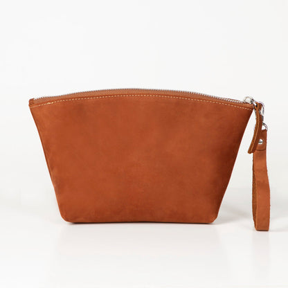 Luna Leather Makeup Bag – Genuine Leather Toiletry & Dopp Kit for Men & Women for Travel Elegance | Minimal & Handcrafted Mizuri Leather