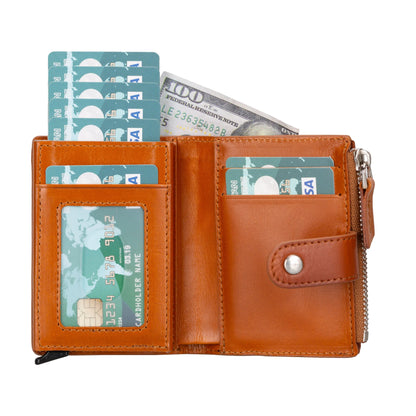 Leather Zip Mechanical Card Holder Mizuri Leather