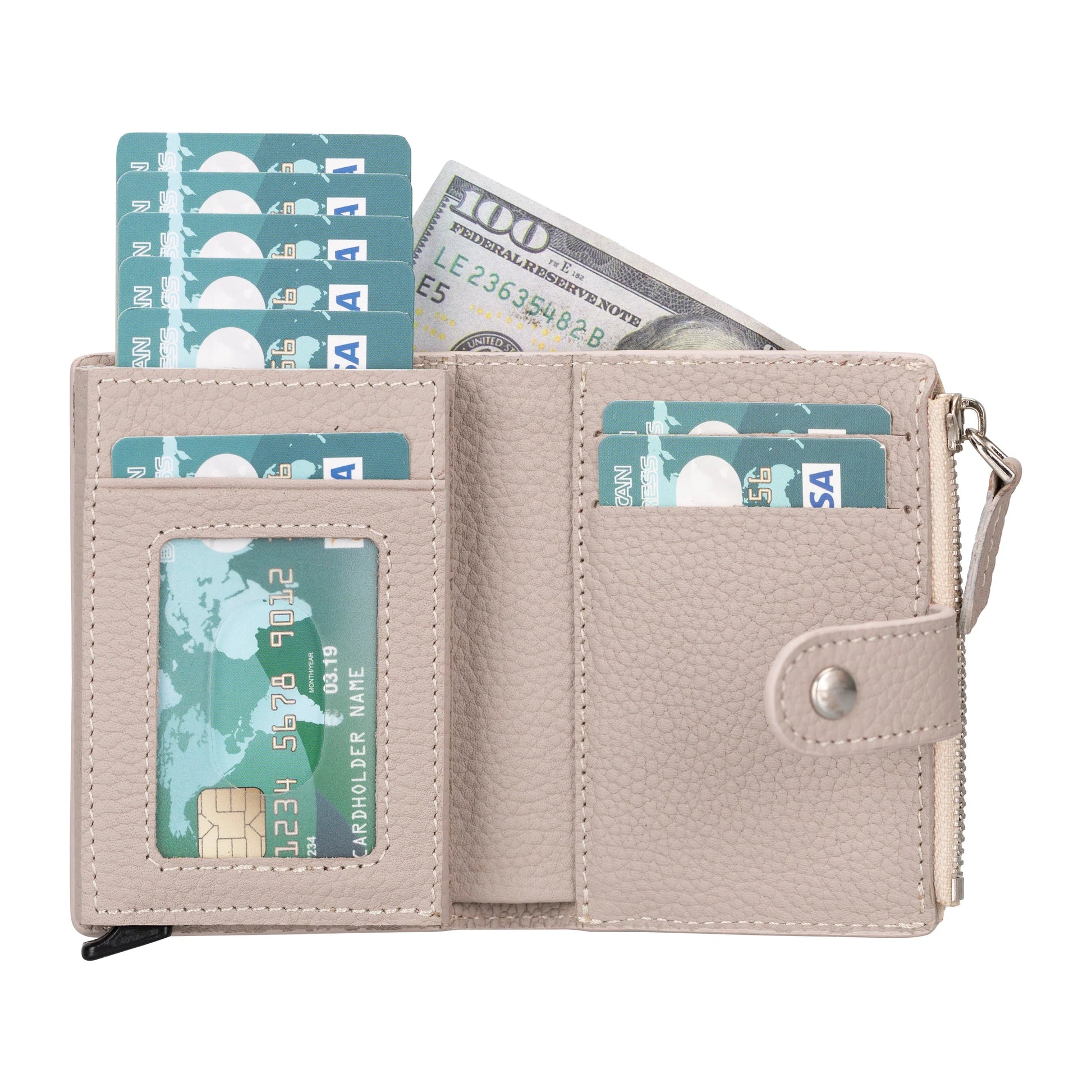 Leather Zip Mechanical Card Holder Mizuri Leather