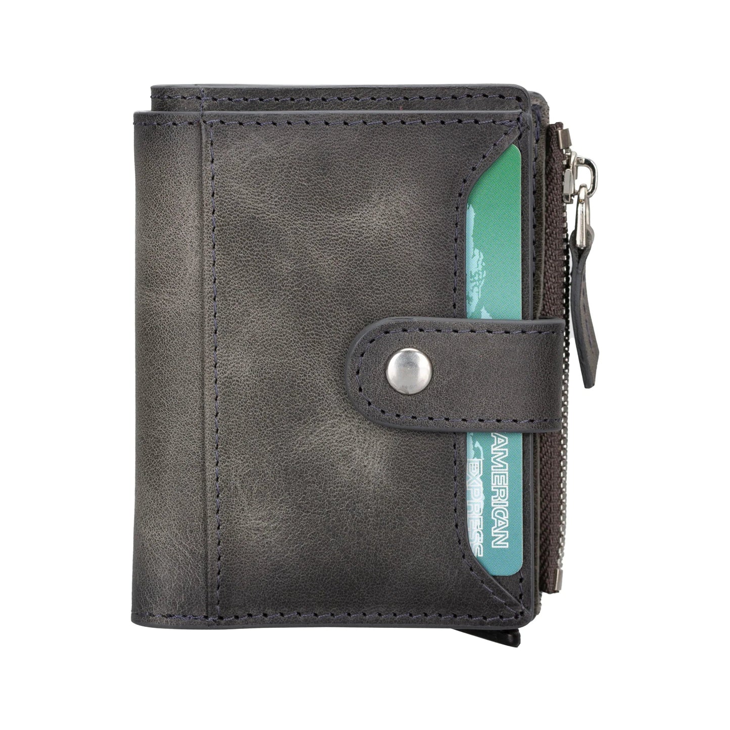 Leather Zip Mechanical Card Holder Mizuri Leather