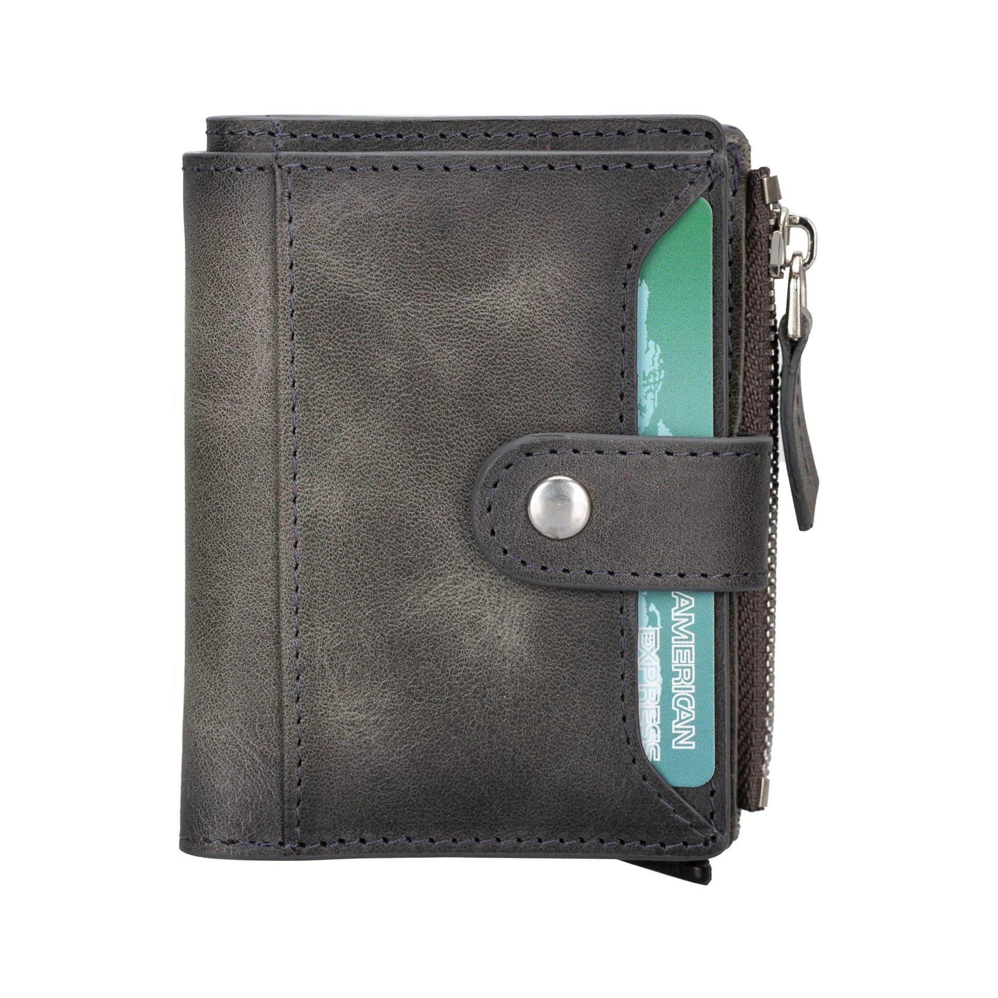 Leather Zip Mechanical Card Holder Mizuri Leather