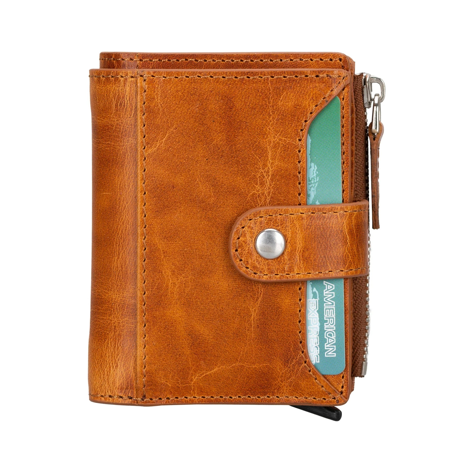 Leather Zip Mechanical Card Holder Mizuri Leather