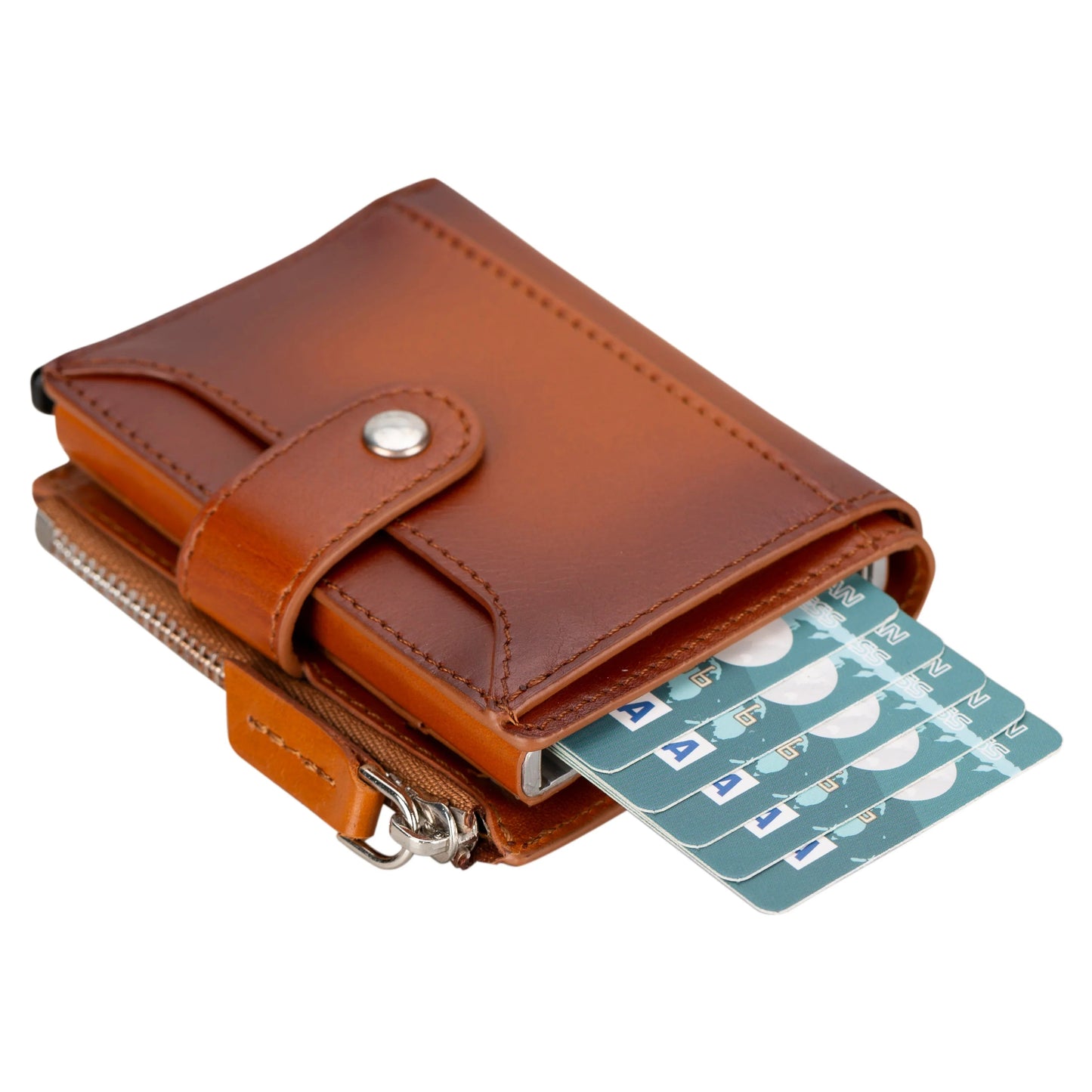 Leather Zip Mechanical Card Holder Mizuri Leather