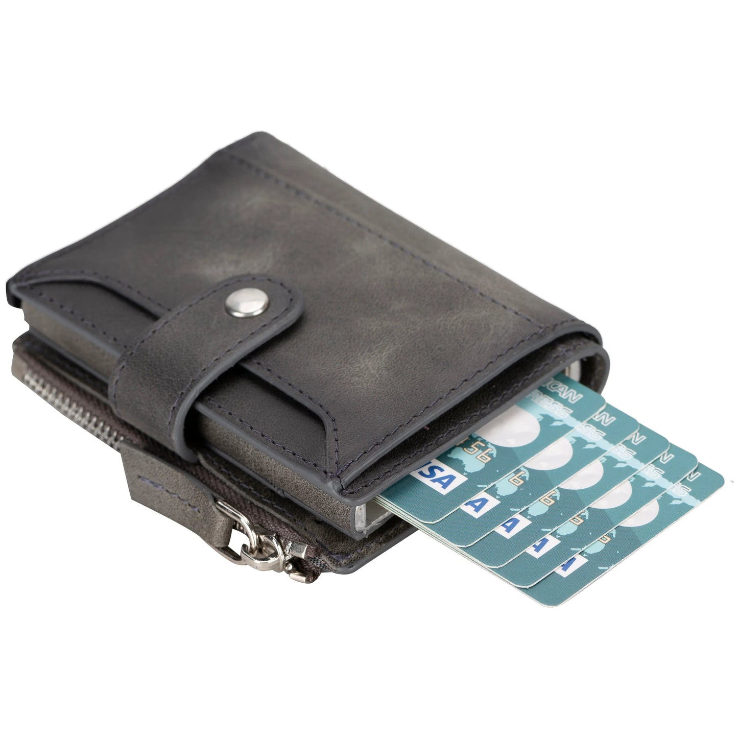 Leather Zip Mechanical Card Holder Mizuri Leather