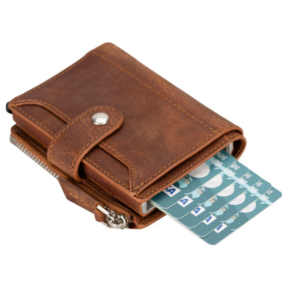 Leather Zip Mechanical Card Holder Mizuri Leather