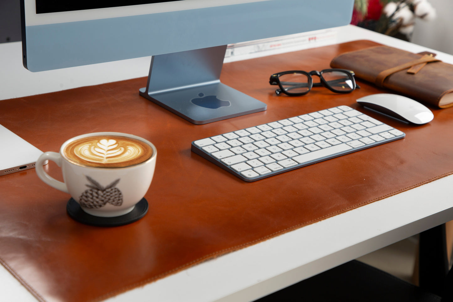 Natural Leather Desk Mat (37 cm x 80 cm) Mizuri Leather
