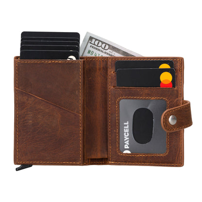 Palertag Zip Mechanical Leather Card Holder with AirTag Slot Mizuri Leather