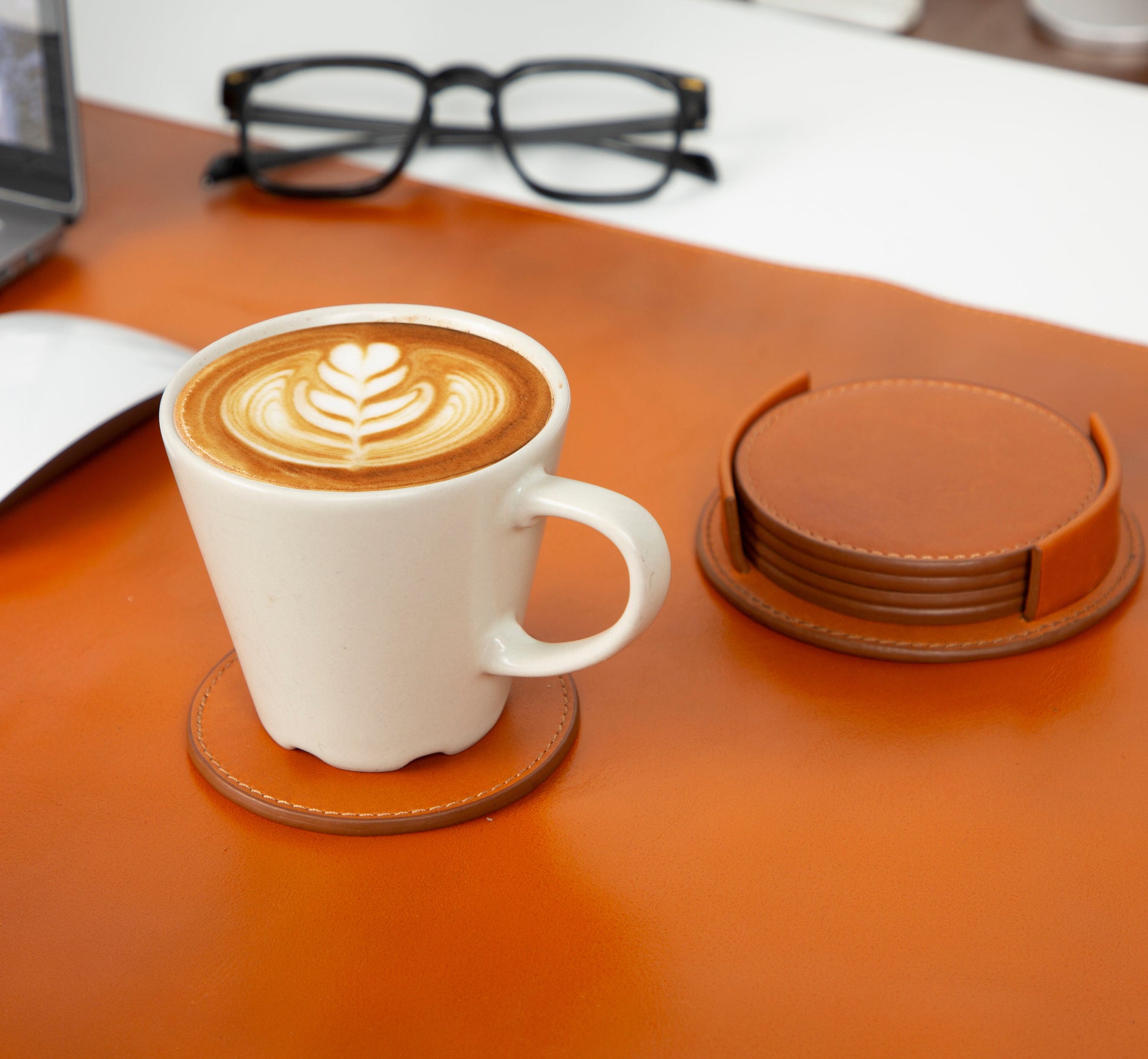 Divine Cup Leather Coaster Set Mizuri Leather