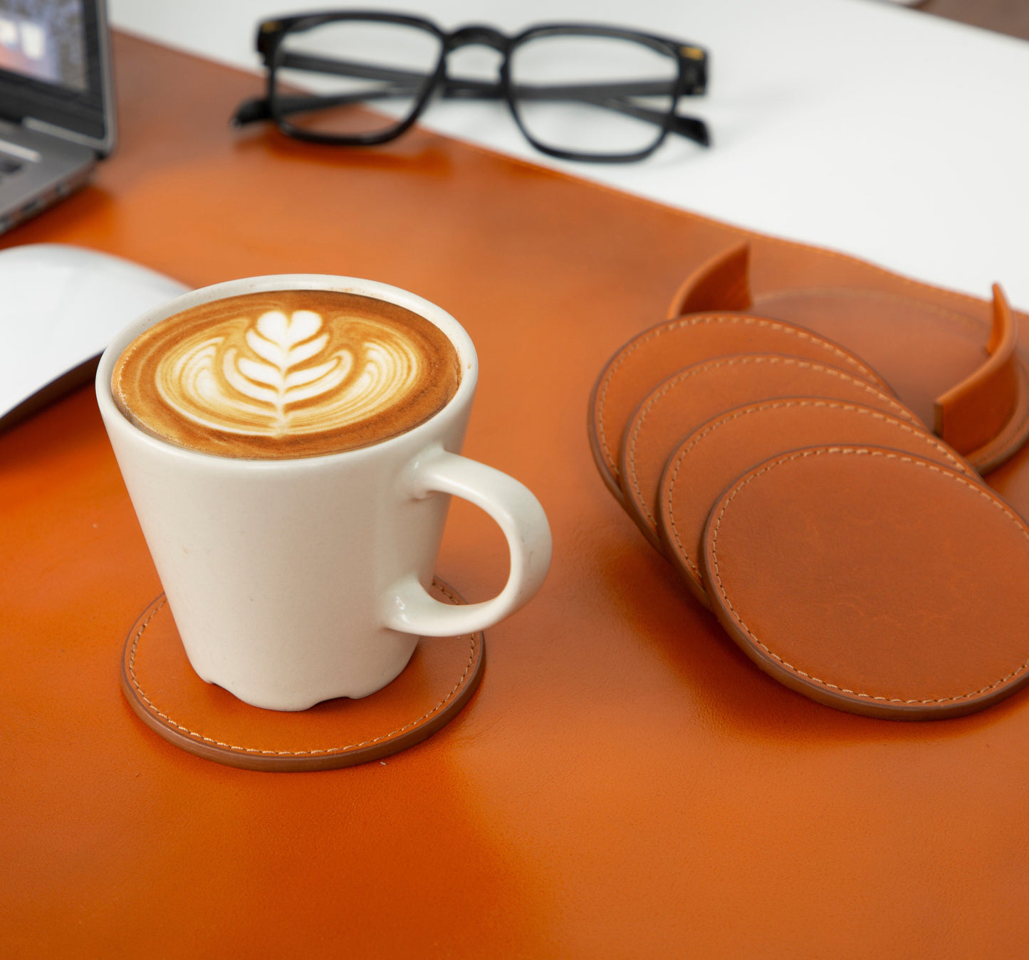 Divine Cup Leather Coaster Set Mizuri Leather