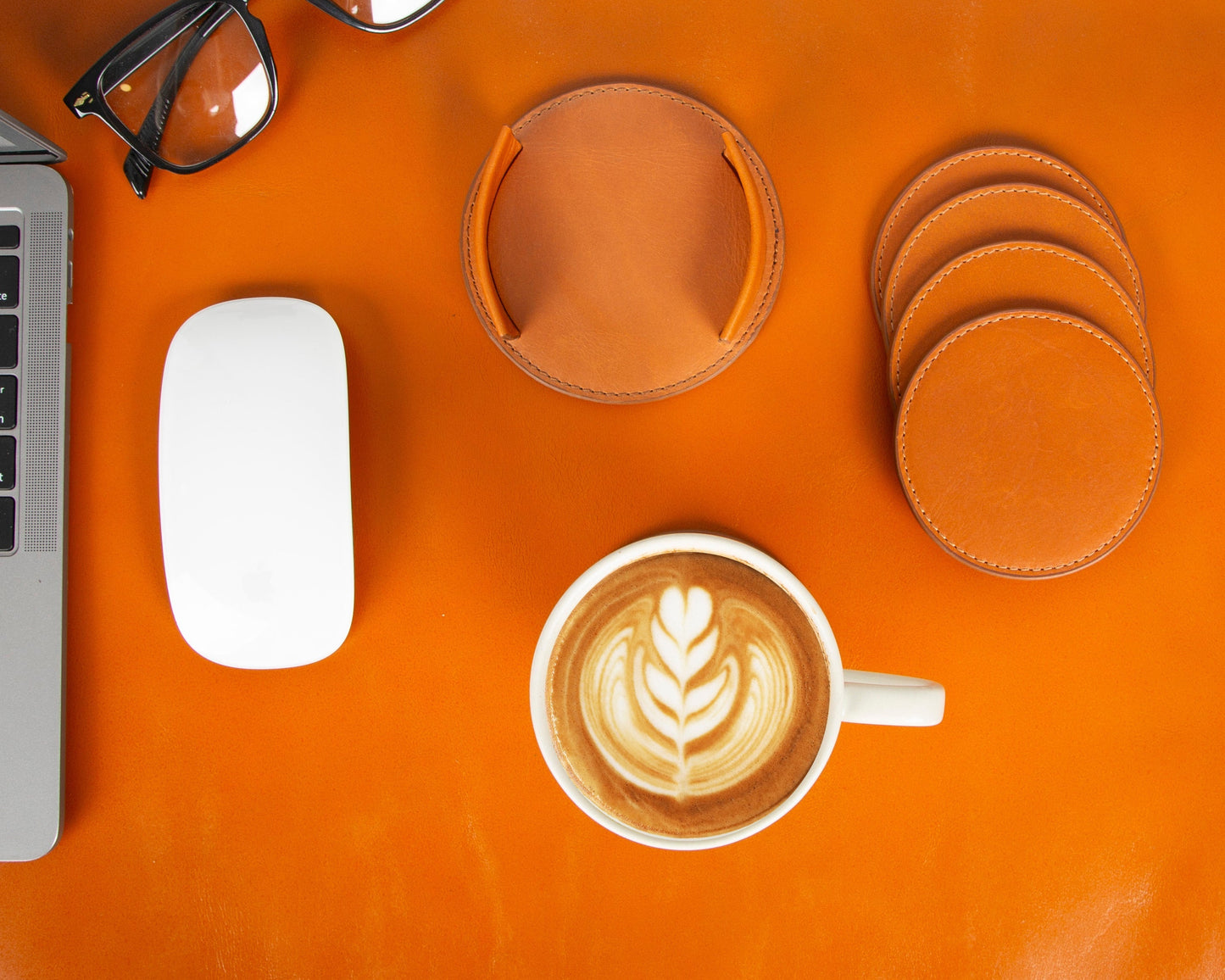Divine Cup Leather Coaster Set Mizuri Leather