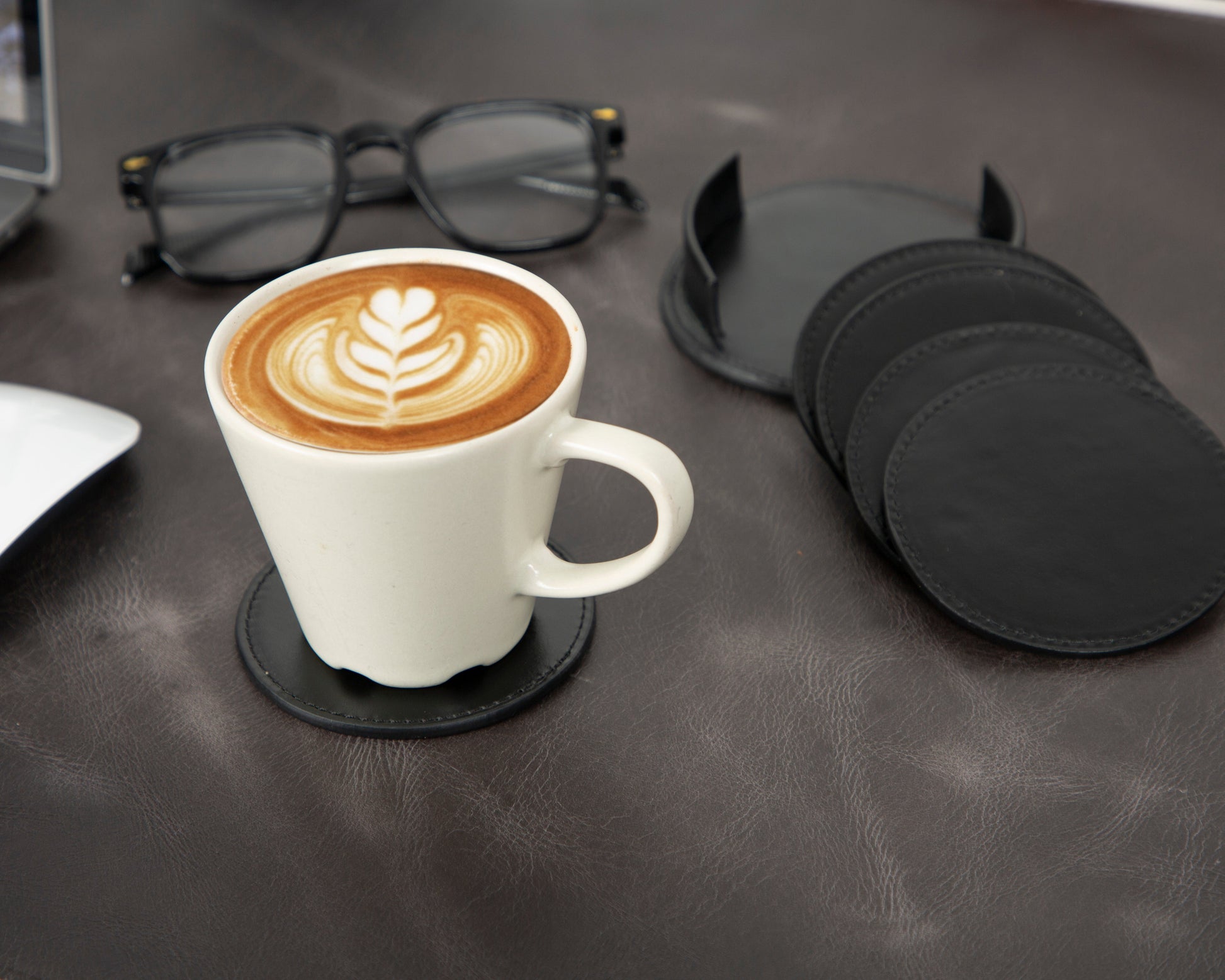 Divine Cup Leather Coaster Set Mizuri Leather