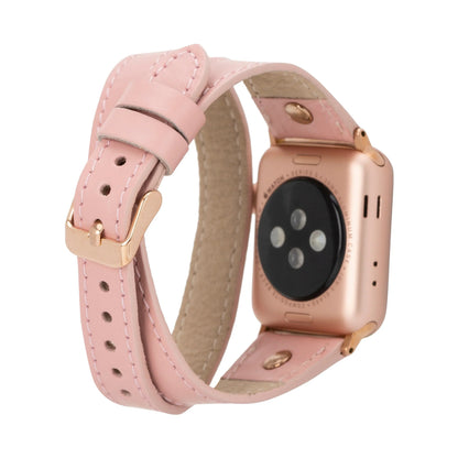 Hector Double Tour Leather Apple Watch Band with Rose Gold Trok Mizuri Leather