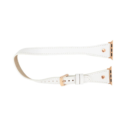 Hector Double Tour Leather Apple Watch Band with Rose Gold Trok Mizuri Leather