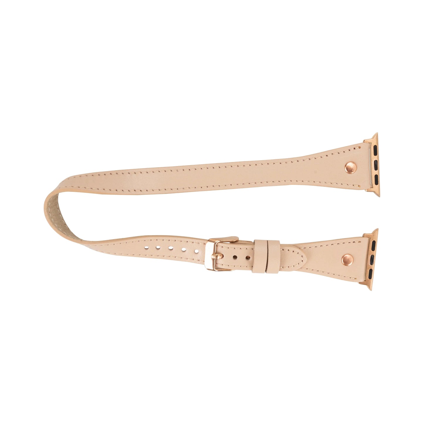 Hector Double Tour Leather Apple Watch Band with Rose Gold Trok Mizuri Leather