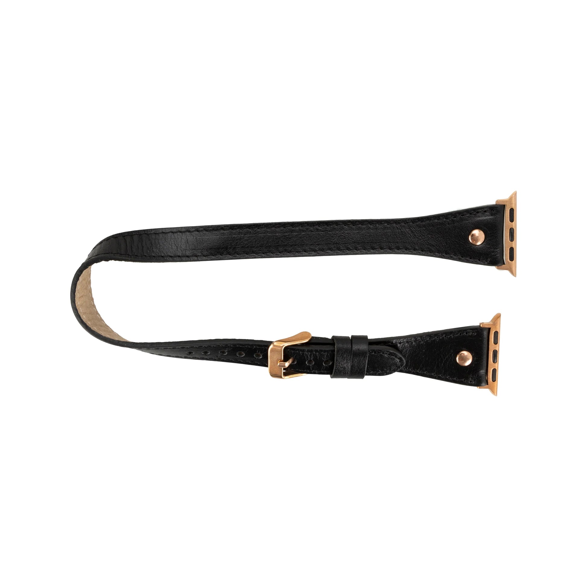 Hector Double Tour Leather Apple Watch Band with Rose Gold Trok Mizuri Leather