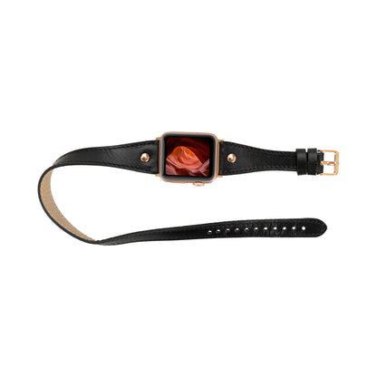 Hector Double Tour Leather Apple Watch Band with Rose Gold Trok Mizuri Leather