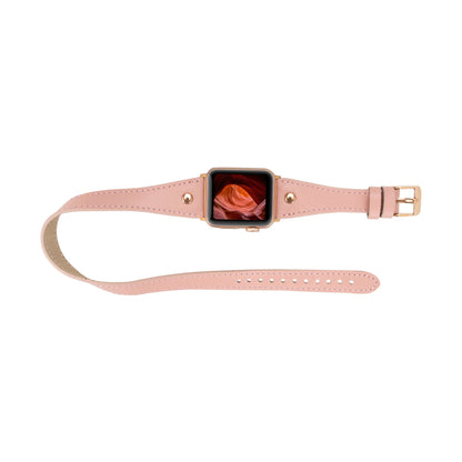 Hector Double Tour Leather Apple Watch Band with Rose Gold Trok Mizuri Leather