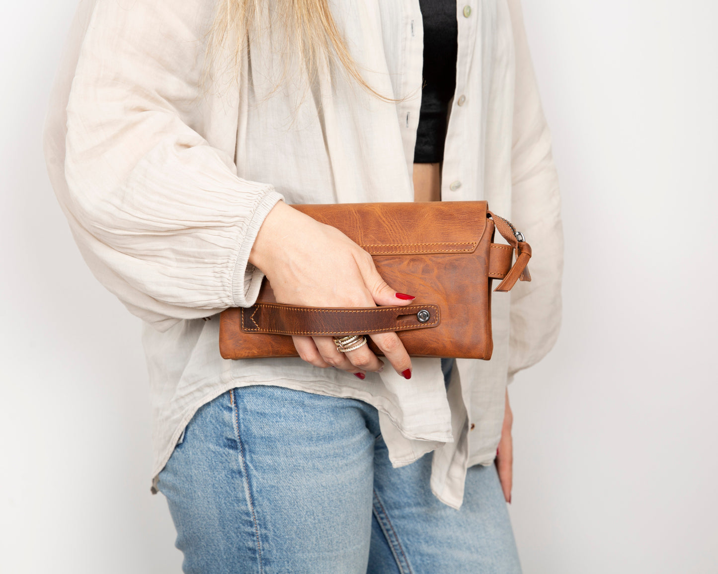 Prestige Leather Clutch Bag Mizuri Leather