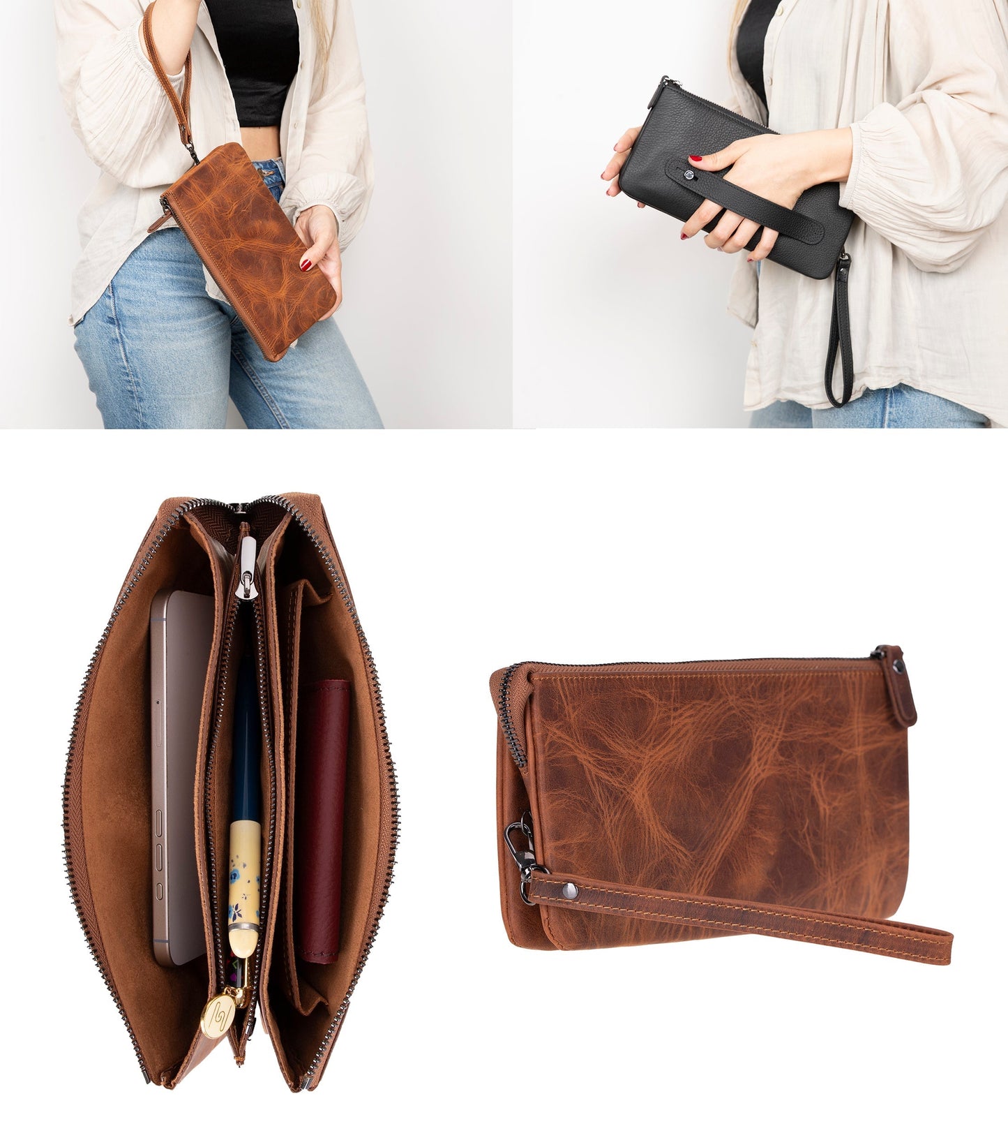 Majeste Leather Clutch Bag Mizuri Leather