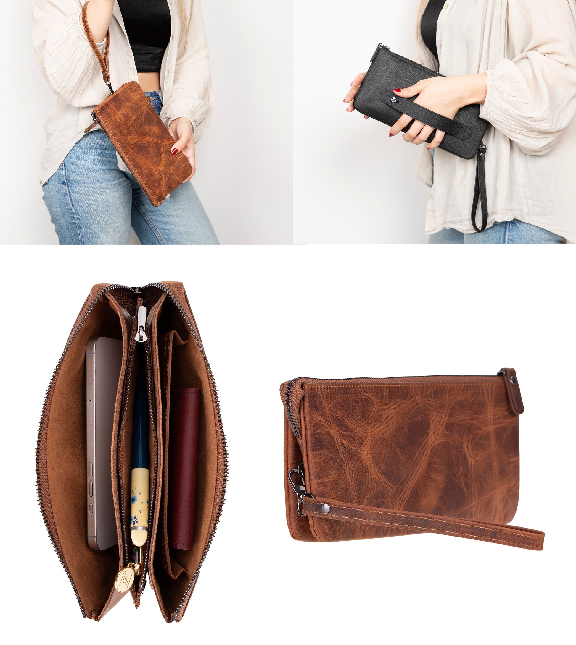 Majeste Leather Clutch Bag Mizuri Leather