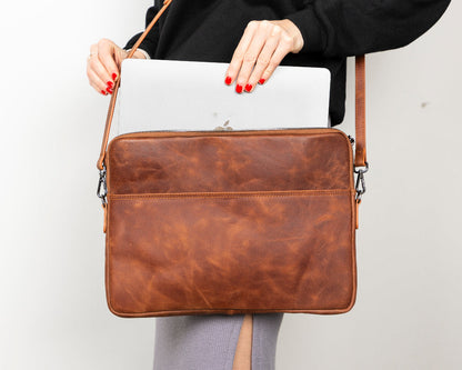 Awe Slim Leather Laptop / Tablet Bag Mizuri Leather