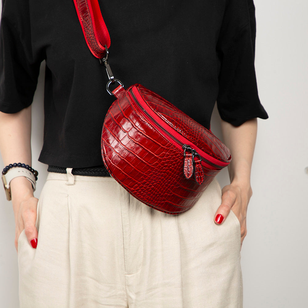 Alora Leather Bag – Croc-Embossed Leather Men & Women Crossbody & Belt Bag for Everyday Elegance | Minimal & Handcrafted Mizuri Leather