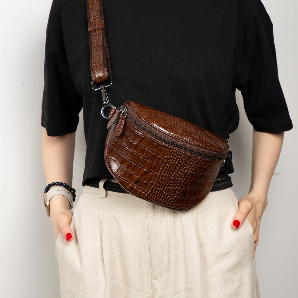 Alora Leather Bag – Croc-Embossed Leather Men & Women Crossbody & Belt Bag for Everyday Elegance | Minimal & Handcrafted Mizuri Leather