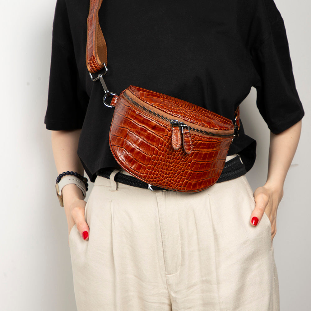 Alora Leather Bag – Croc-Embossed Leather Men & Women Crossbody & Belt Bag for Everyday Elegance | Minimal & Handcrafted Mizuri Leather